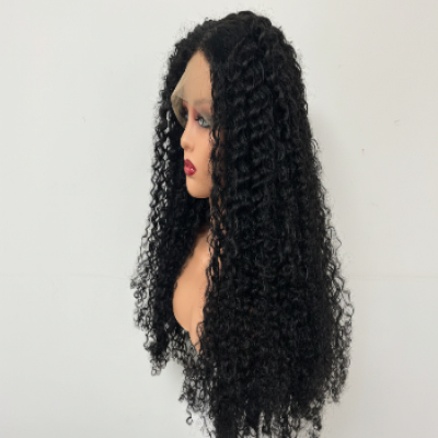 32–Inch HD Lace Frontal Kinky Curly Synthetic Hair Wig (#1B)
