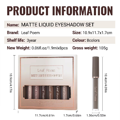 LEAF POEM Waterproof Matte Liquid Eyeshadow (1pack of 8pcs)