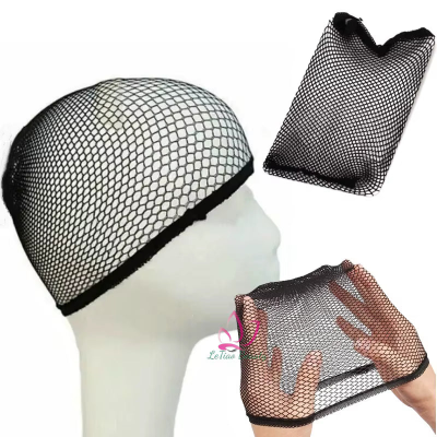 2pcs Elastic Nylon Liner Stretchable Weaving Cap - Black (Single-sided Opening)
