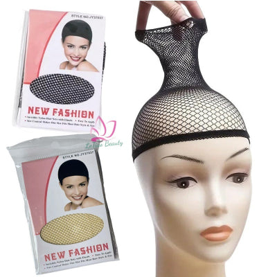 2pcs Mesh Caps Elastic Nylon Liner Stretchable Weaving Cap - Black (Double-sided Opening)