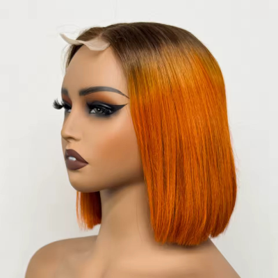 14-Inch Bone Straight Bob Synthetic Hair High-Temperature Wig (#R2/18C)