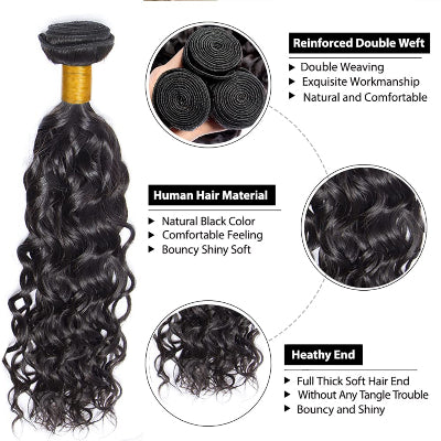 20-Inch Water Wave Synthetic Hair Bundles (3-Bundles /#1B)